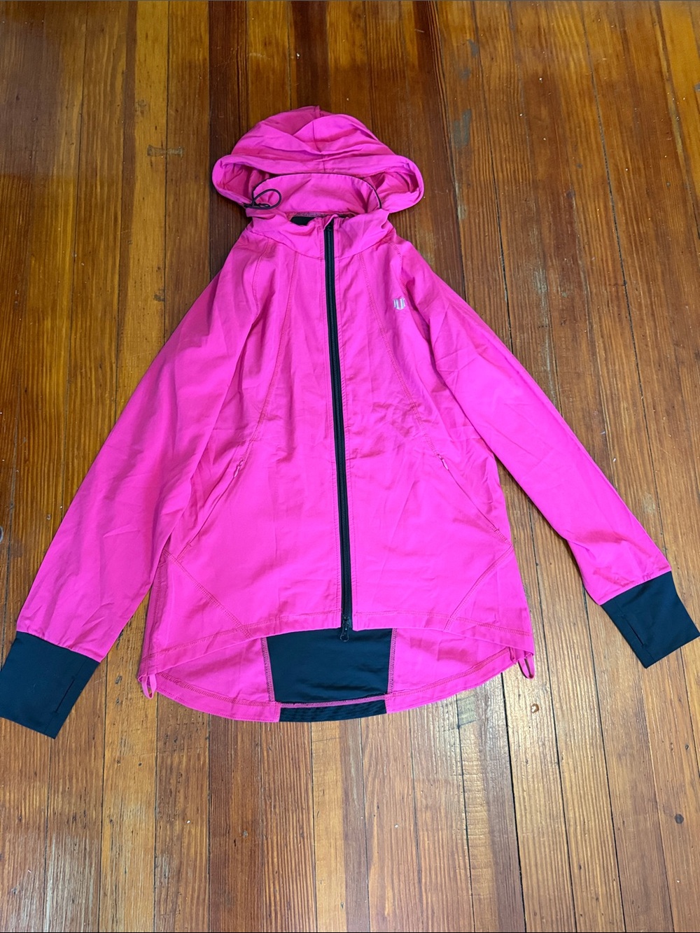 EleVen by Venus Williams Hot Pink Hooded Windbreaker with Black Accents Size S